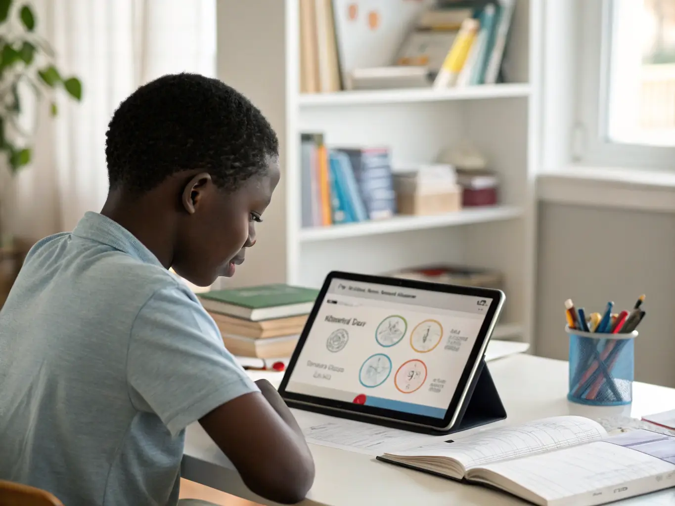 A child is playing an educational game on SaudiLiveBook, demonstrating the platform's ability to make learning enjoyable and effective through gamification.